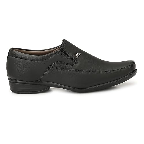 Image of Boldstar Synthetic Leather Black Formal Shoes Slip On for Men (Black)