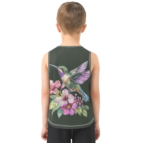 Hibiscus Flower Dark Boys Tank Tops Sleeveless Tank Top Shirts Undershirts for Sports,3T3