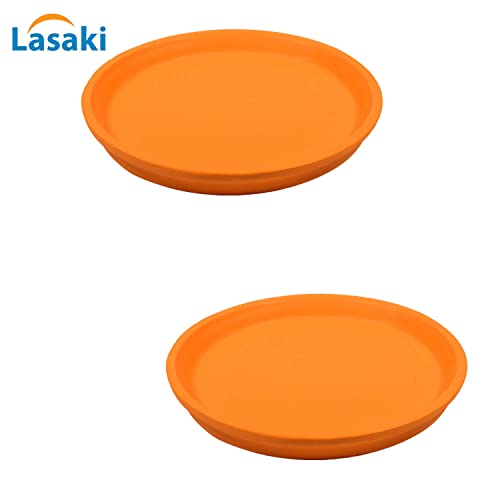 Image of Lasaki Round Ceramic Trays (Plates Saucers) for Pots, planters, Flower, Succulent(Set of 2,Lily,5 inch) R5(Plants not Included)