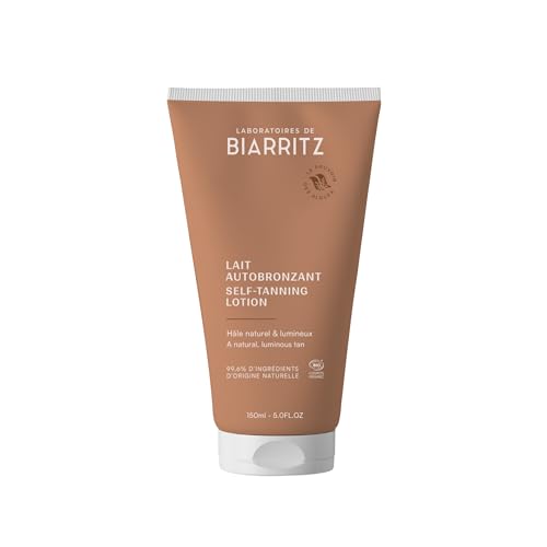 Laboratoires de Biarritz - Leche autobronceadora hidratante certificada orgánica - Un hermoso bronceado dorado durante todo el año - Cara y cuerpo - 150 ml