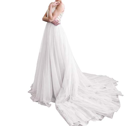 Women's Long Tulle Skirt Wedding Skirt with Long Train for Prom Bridal Overskirt Bridesmaid Maxi Ball Gown