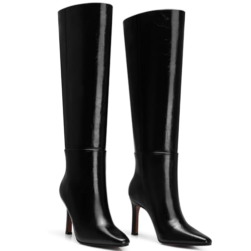 Womens Knee High Boots: 3.54 In Stiletto Heel, Wide Calf Tall Boots, 2025 Fall Fashion Trendy Heel Boot for Party, Night out, Date, Dancing