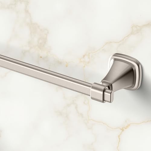 Image of Gatco 5511SN Beverly Towel Bar | Elegant Wall-Mounted Bathroom Towel Bar | Luxury Design, Heavy Duty Metal, EZ Ancor Mounting | Satin Nickel Finish