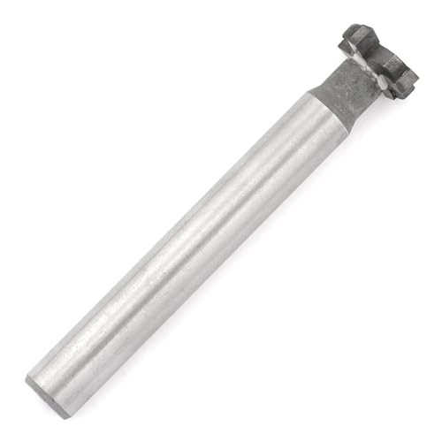 HALLMERS Brazed Carbide T Slot Milling Cutter 16mm Cutting Diameter 4mm Blade Height 4 Flute Tip Tipped Head 12mm Shank for Moulding Steel, Carbon, Iron, Alloy, Router Drill Bit Metalwork Tool