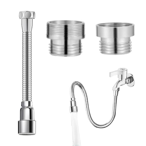 yotutun Wasserhahn Verlängerung 20cm, 360°Drehbarer Wasserhahn Aufsatz, Wasserhahn Verlängerung Spritzkopf mit 2 Stück Metall Wasserhahn Adapter, Flexibler Wassersparender Für Küche Badezimmer