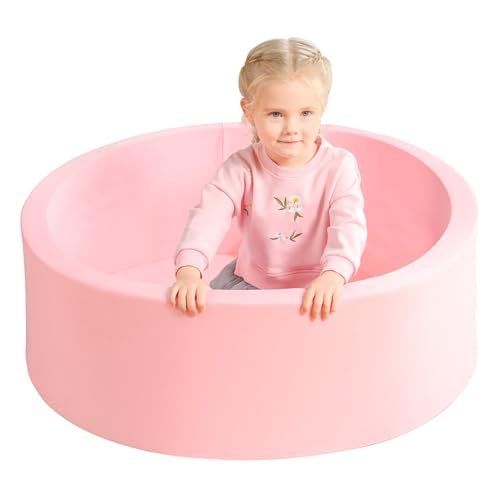 TRENDBOX Memory Foam Sponge Indoor Round Ball Pit (NO Balls) for Children (Light Pink)