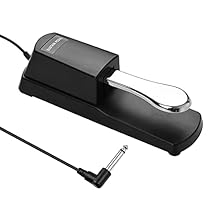 Classic-style sustain pedal for electronic organ, MIDI keyboard, digital piano, etc. High-quality alloy foot pedal, durable and anti-rust, stable to use. 1.5m/ 5ft cable keeps your pedal where you want, and with 6.35mm(1/4 inch) right angle plug. Ant...
