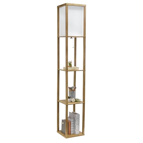Simple Designs LF1038-WOD 62.5" Modern 3 Tier Standing Floor Lamp