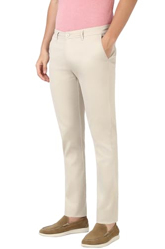 Image of Peter England Men's Straight Fit Mid Rise Chino Casual Trouser with Premium Dobby
