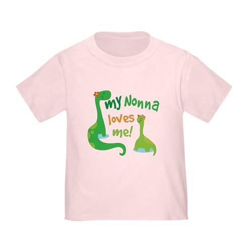 CafePress My Nonna Loves Me Dinosaur Toddler T Shirt Toddler Graphic Tee, 100% Cotton Pink