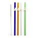 DOCTORBEE Straight Glass Drinking Straws 12MM 9" Sunflower Straw for Smoothie Milk Coffee Set of 4 Capitalized With a Brush Clear Blue Green Amber