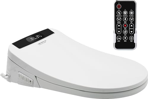 Leeventus L-MSC403 - Bidé inteligente con mando a distancia RF, sin depósito, calentador de agua, calentador de asiento, luz nocturna LED, secador de pelo, ducha de dama y ducha trasera, boquilla