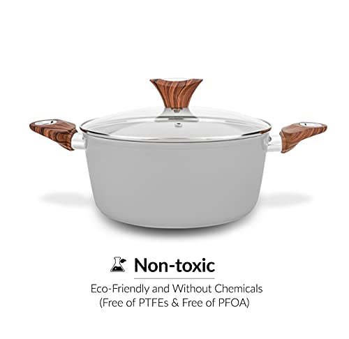 Phantom Chef 4.4 Qt Casserole | Stockpot | Aluminum Body Non-Stick Ceramic Coating | With Soft Touch Stay Cool Handle | Dishwasher Safe | Non-Toxic Pfoa & Ptfe Free Pan | Color Beige #TOP1