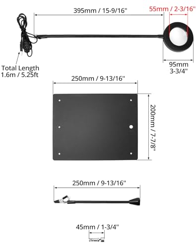 QWORK® Lutowanie z trzeciej ręki, z lampą powiększającą LED 6X, 4 ramionami pomocniczymi do lutowania, 4 kolumnami PCB