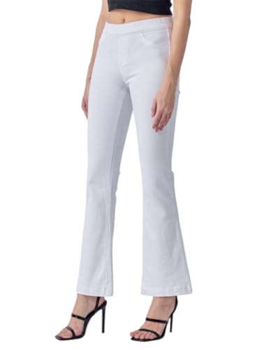 Cello Jeans Women's Mid Rise Comfort Stretch Pull On Flare Jeggings2