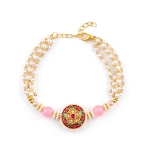Image of Traditional Meenakari Kundan Bhaiya Bhabhi Rakhi Set | Elegant Lumba Bracelet for Bhabhi and Designer Bracelet for Bhaiya | Premium Rakshabandhan Gift Set