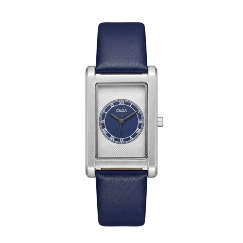 CILOA Watches for Men Unique Rectangle Relojes para Hombres Fashion Simple Analog Wrist Watch with Leather Strap, Blue