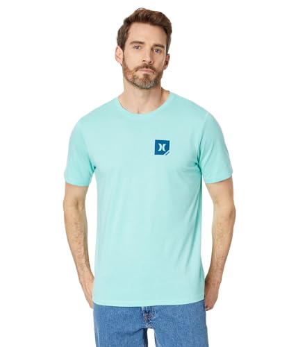 Hurley Evd Corner SS Camiseta, Tropical Mist Htr, S para Hombre