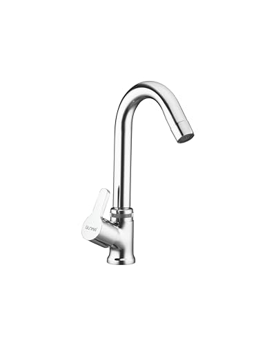 Image of Gloria Bath Fittings | Swan Neck Pillar Cock Tarim Brass Faucet | 360 Rotating Spout | Chrome Plated Wash Basin Tap | Quarter Turn Tap with Smooth Foam Flow | GB-87578899