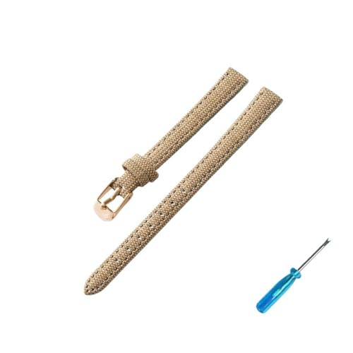 MOTMKUKPAM Correa de reloj de nailon estilo vintage retro de mezclilla, correa de lona de 10, 12, 14, 16, 18, 20 mm, 22 mm y 24 mm, compatible for Samsung.(Light brown rose,10mm)