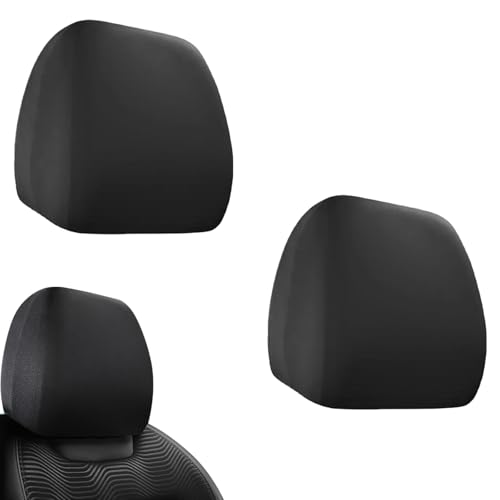 NTNEV 2 PCS Car Seat Headrest Cover, Car Head Rest Protector Dirt-Proof Headrest Cover Replacement, Universal Car Headrest Cover, Protecting Decorative Accessories for Cars Truck Vans (Black)