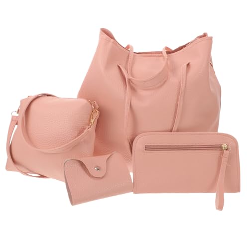 BESPORTBLE 4pcs Retro Women Handbag Set Fashion Pu Tote Shoulder Bag Clutch Spacious Stylish Purse for Daily Use for Ladies