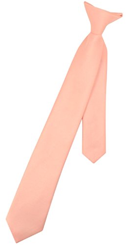 Vesuvio Napoli Boy's CLIP-ON NeckTie Solid PEACH Color Youth Neck Tie