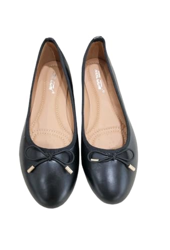 Ladies Flat Ballet Ballerina Pumps Plain Womans Work School Dolly Shoes SZ 3-8 (Black, UK Footwear Size System, Adult, Women, Numeric, Medium, 6)
