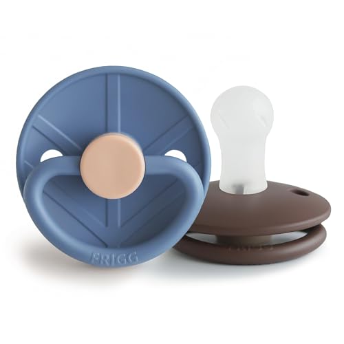 Image of FRIGG Little Viking SilkySoft Silicone Baby Pacifier 2-Pack | Made in Denmark | BPA-Free (Ocean View /Cocoa, 0-6 Months)