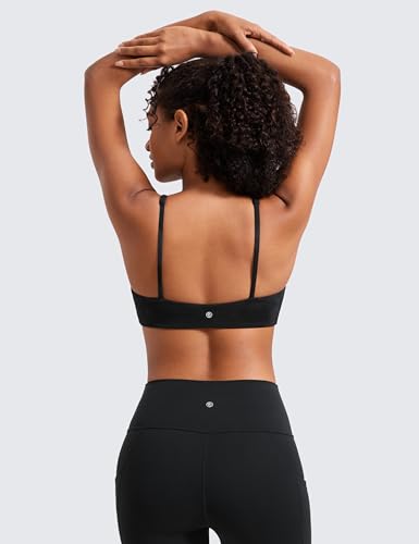Image of CRZ YOGA Butterluxe Square Neck Sports Bras | Light Support, Removable Pads, Yoga, Extremely Soft, Low Coverage, Adjustable Spaghetti Straps, for Women