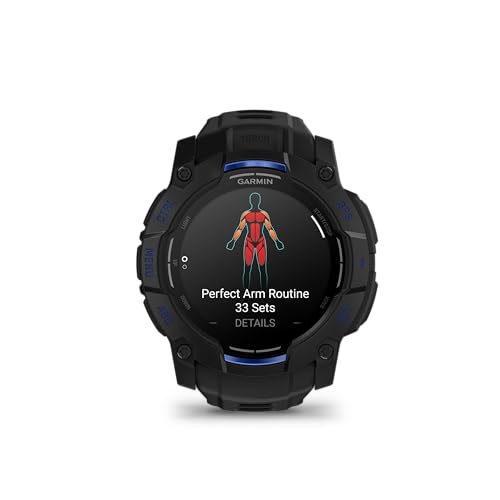 Image of Garmin Instinct 3 - 50 mm, AMOLED Display, Rugged Outdoor GPS Smartwatch, Built-in Flashlight, Supernova Collection Limited Edition Color, with Black /Bolt Blue Silicone Band