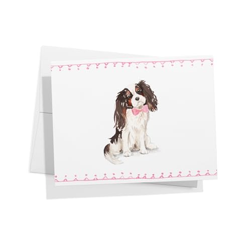 Image of Twigs Paper - Cavalier King Charles Spaniel Dog Note Cards - Set of 12 Blank Cards (5.5 x 4.25 Inch) with 12 Envelopes - 100% EcoFriendly Stationery - Made In USA
