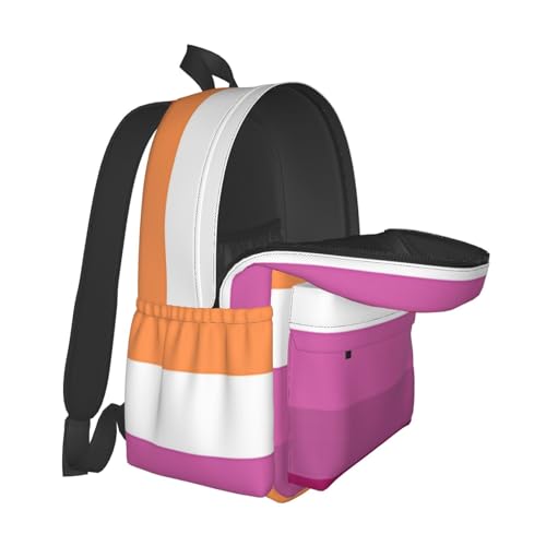 Orange Magenta Lesbian Pride Flag Laptop Backpack Shoulder Bag Laptop Pack Travel Backpacks Commuter Back Pack Casual Daypack Bags With Side Pockets2