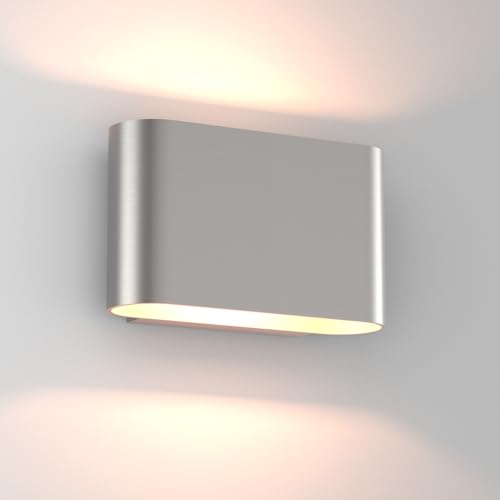 Image of Aipsun Nickel LED Wall Sconces 1 Pack Indoor Modern Wall Lights Hardwired Up and Down Interior Wall Mount Light for Living Room Bedroom Hallway Warm White 3000K(with G9 Bulbs)