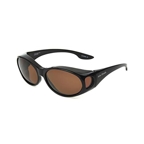 Dioptics Solar Shield-Myrtle Polarized Oval Fits Over Sunglasses, Tortoise, Small