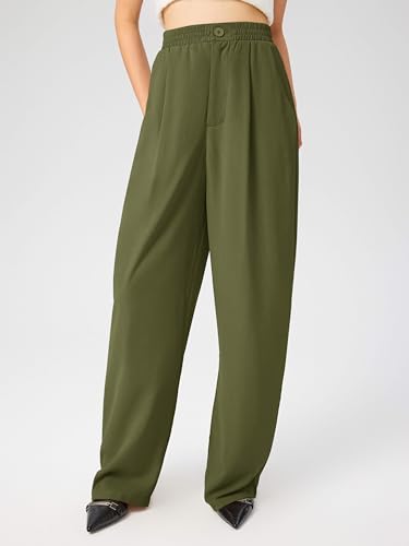 CIDER Solid High Waist Pleated Wide Leg Trousers2
