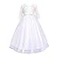 IMEKIS Abito Da Damigella Bambina – Lungo In Tulle Con Pizzo E Ricami, Maniche Corte, Per Cerimonie E Compleanni (2-13 Anni) - 6