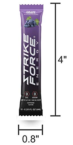 Strike Force Energy Drink Mix - Grape Flavor - Natural Tasting Caffeine Drink - Turn Any Drink Into A Healthy Energy Drink - Zero Calories, Keto Friendly, Sugar Free, Pre Workout (10 Liquid Packs) #TOP4