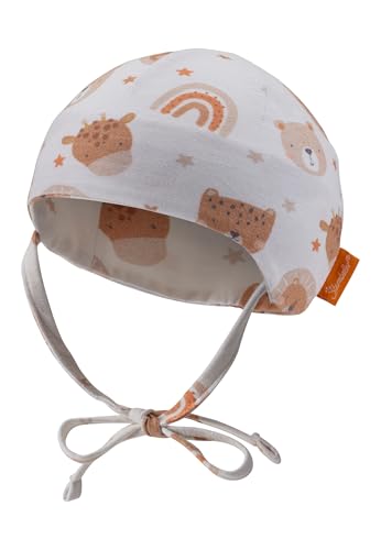 Sterntaler Unisex Mit Bindeband Bedruckt Tiergesichtern Beanie-Mütze, Lichtgrau, 45 EU