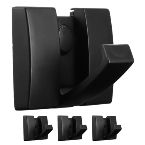 Toyvian 4pcs Foldable Space Aluminum Wall Mounted Hooks Black No