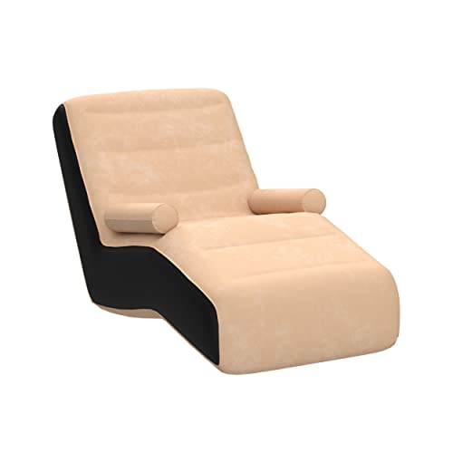 Chaise Lounges Inflables Silla de piso perezosa Plegable Sofá Cama Tumbona con Apoyabrazos, Enviar Bomba de Aire Manual (Khaki) Cover