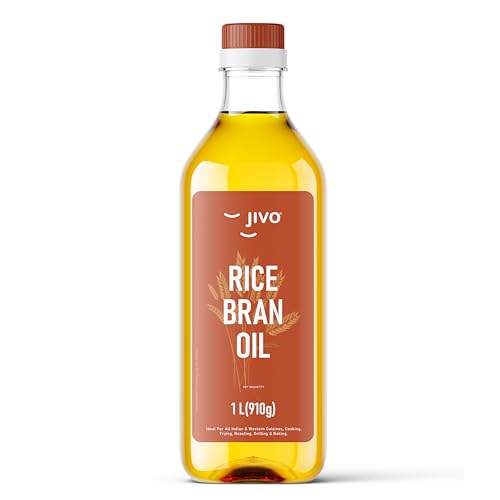 Image of Jivo Rice Bran Oil 1 Litre Cooking Oil | Rich in Antioxidants | Ideal for Deep Frying, Sauteing & Baking | Chemical-Free