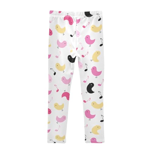 Birds and Note Girls Leggings,Workout Leggings for Girls Toddler Athletic Leggings Size for 3-10T2