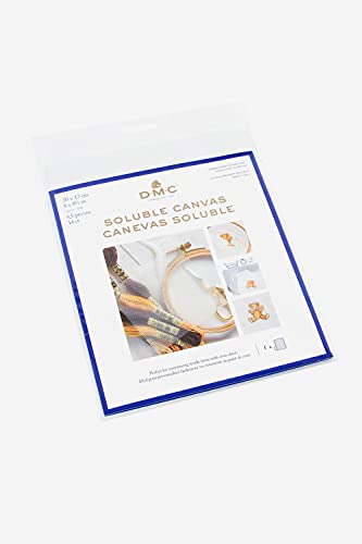 DMC - Canevas Soluble 5,5 PTS/cm - 14 CT | Toile Hydro-Soluble pour Broder Facilement au Point de Croix sur Tout Type de Support