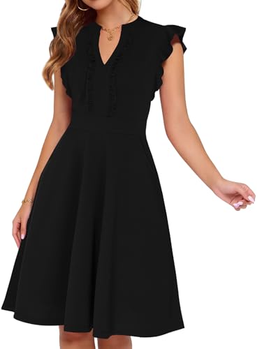 Black Dresses for Womens 2026 Funeral Summer Short Sleeve V