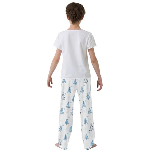 Boys' Pants Blue Christmas Tree Long Bottoms Jogger Pants Elastic Waist Trousers with Pockets S-XL3