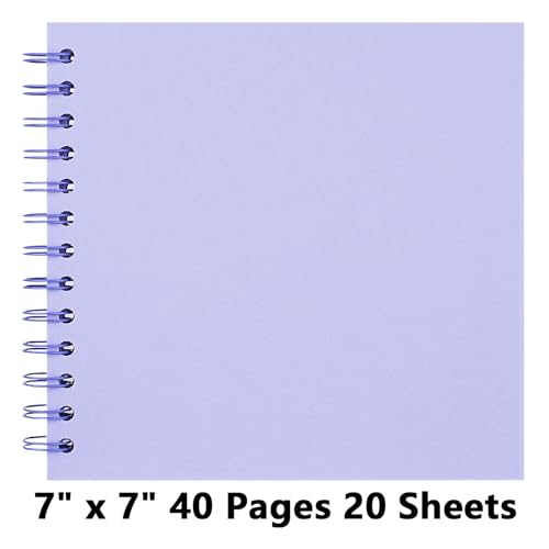 7X7 Inch DIY Scrapbook Photo Album, Kraft Blank Paper Scrap Book 40 Pages Memory Book for Wedding Family, Light Purple