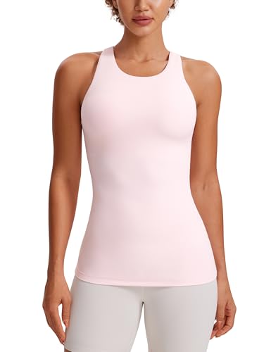 Image of CRZ YOGA Butterluxe High Crew Neck Tank Top | Light Support, Built in Bra, Removable Pads, Yoga, Extremely Soft, Racerback, for Women