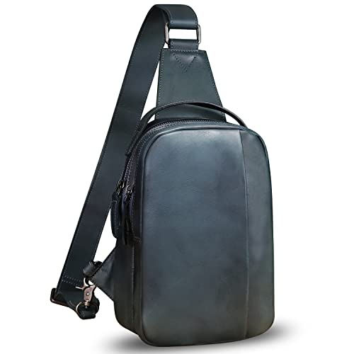 Sac en cuir véritable bleu fait main style rétro pour moto