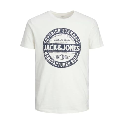 Jack & Jones Jjejeans tee SS O-Cuello Noos 23/24 Camiseta, Cloud Dancer, Hombre